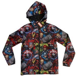 Marvel Avengers Mens Size S Full Zip Adult Lightweight Windbreaker Hooded Jacket
